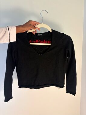 Zadig & Voltaire Black V-Neck Long Sleeve Top ( COMPLETELY SHRUNK)